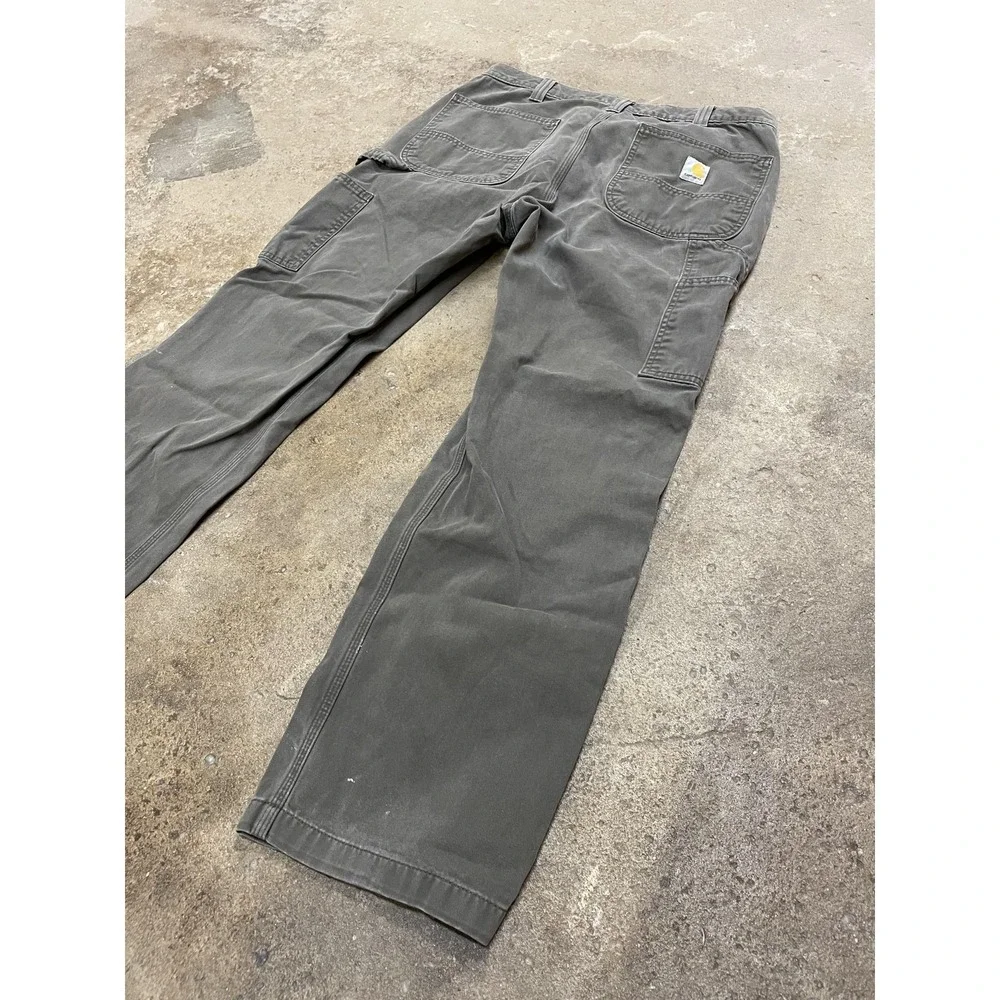 Carhartt Pants Mens 36x30 Gray Relaxed Fit Canvas Carpenter Work B324-DFE‎